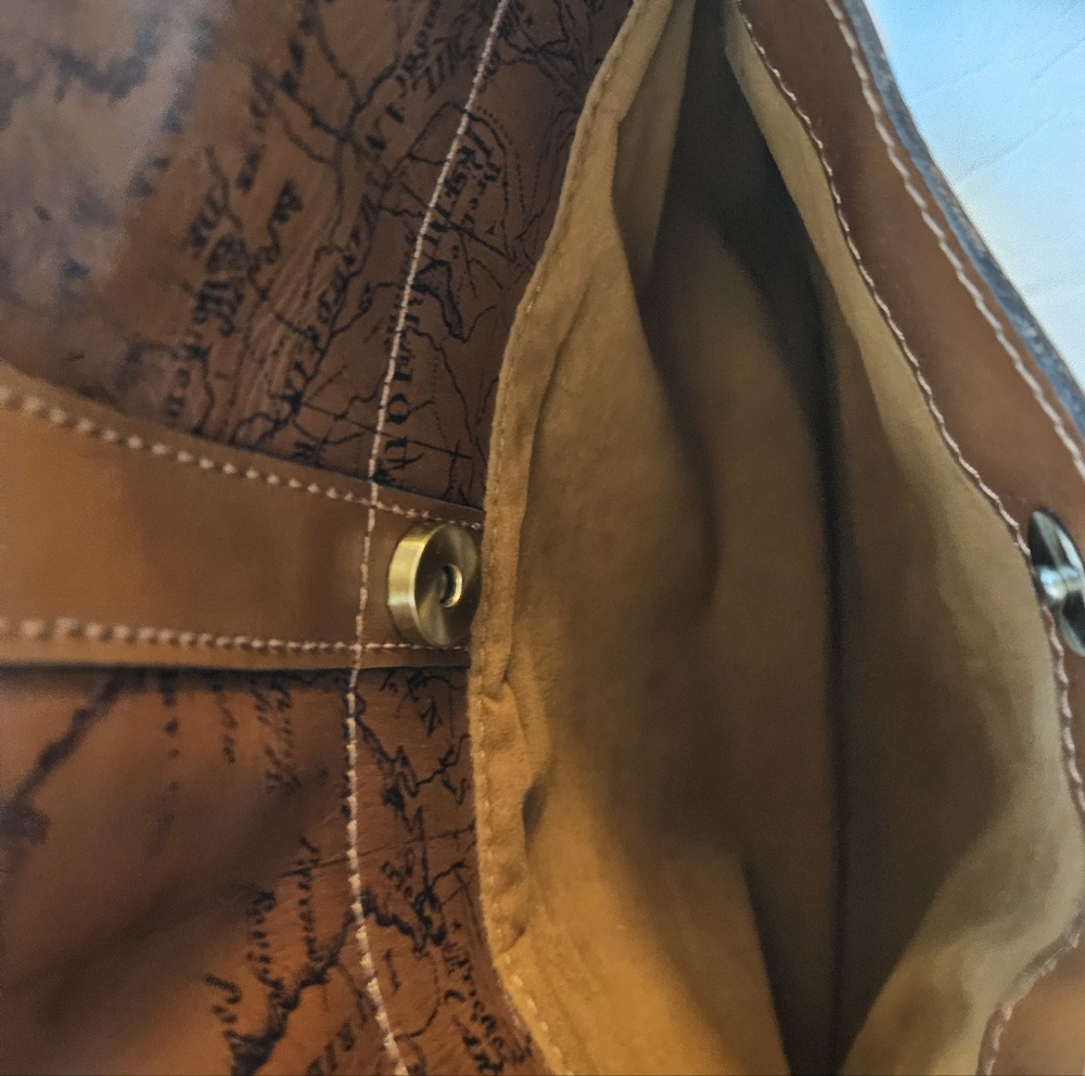 Patricia Nash Signature Map Leather Crossbody Rust NWT - Picture 7 of 9